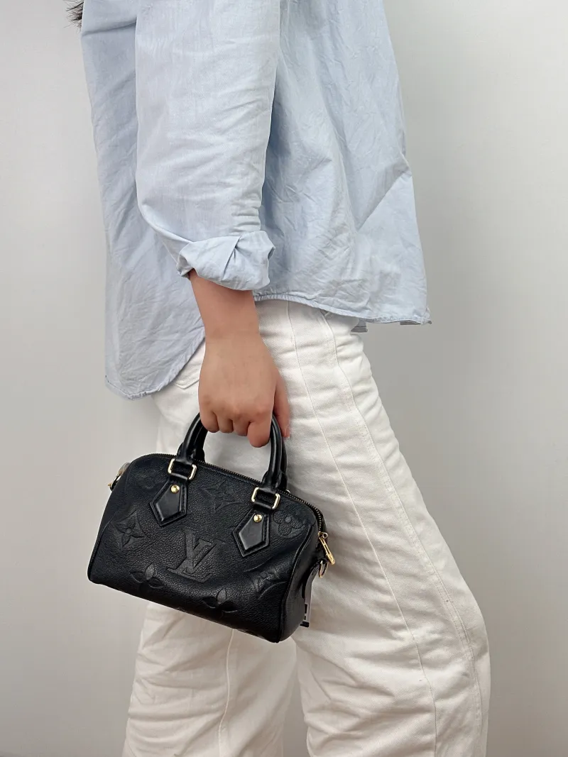 Louis Vuitton Crossbody Bag Speedy20Black Empreinte Embossed Calfskin Small20.5 × 12 × 13.5 cm — on-model view 2 of 2