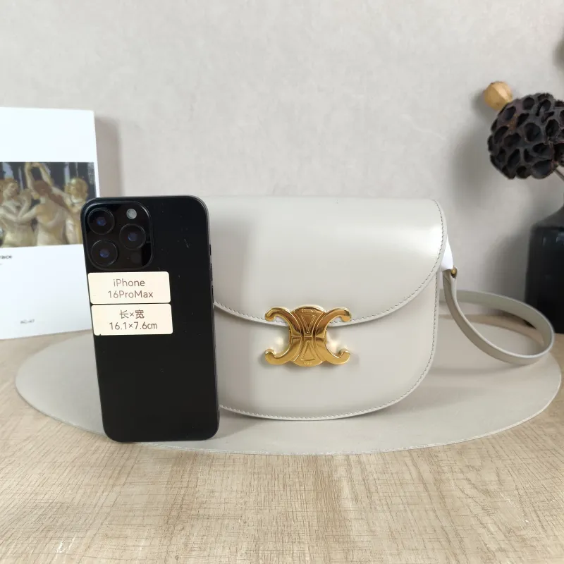 CELINE Crossbody Bag TEEN BESACE TRIOMPHE Grey Calfskin Small 18.5 × 6 × 16 cm — cover view 2 of 5