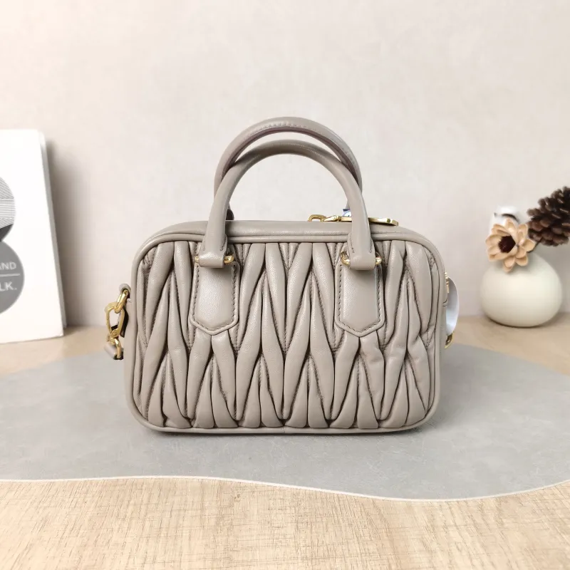 Miumiu Top Handle Bag Arcadie MatelasséCollection Edition Grey Lambskin Small 19 × 6 × 13 cm — cover view 2 of 5
