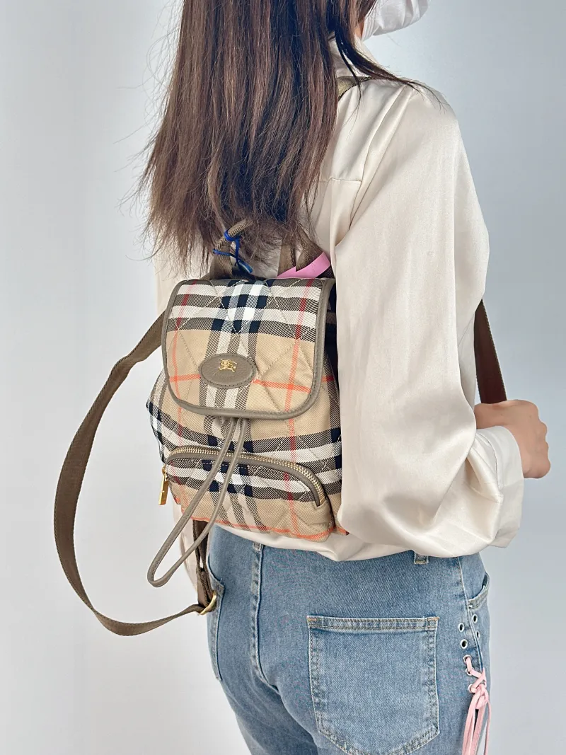 BURBERRY Backpack Backpack Colorblock Canvas One Size 18 × 12 × 22 cm — on-model view 2 of 2