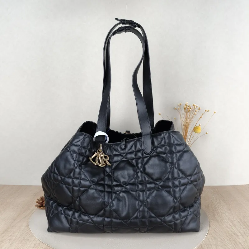 DIOR Top Handle Bag TOUJOURS Black Calfskin Large37 × 21 × 27 cm