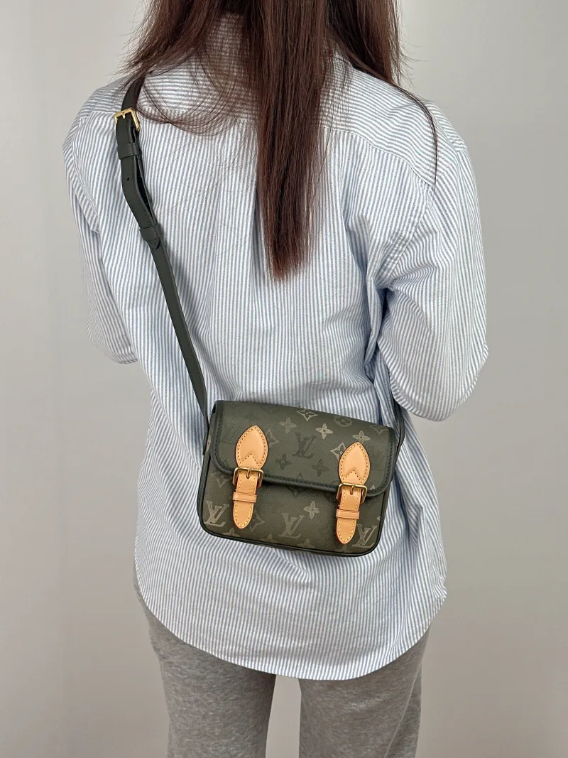 Louis Vuitton Crossbody Bag Satchel Messenger Bag Green PVC Mini 19.5 × 6 × 15 cm — on-model view 2 of 2