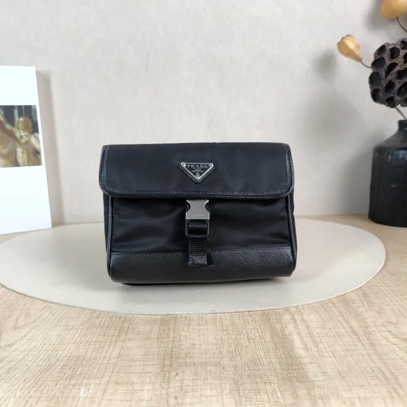 PRADA Crossbody Bag Messenger Bag Crossbody Bag Black Nylon One Size 11 × 3 × 13 cm