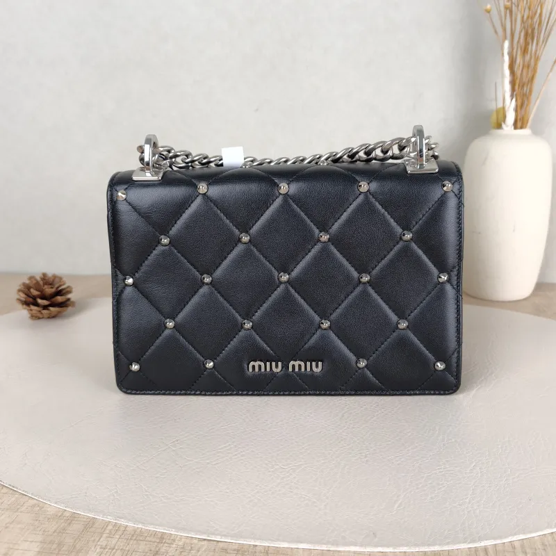 Miumiu Crossbody Bag Crossbody Bag Black Lambskin One Size20 × 4 × 13 cm — cover view 2 of 5