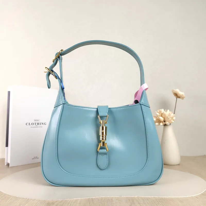 GUCCI Crossbody Bag Jackie 1961Collection Blue Calfskin Medium 27.5 × 4 × 19 cm