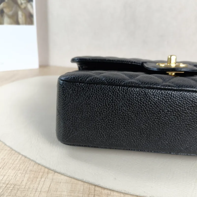 Chanel Crossbody Bag Classic Flap CF Black Grained Calfskin Small 23 × 6 × 14.5 cm 30 Conditioned — detail view 3 of 12