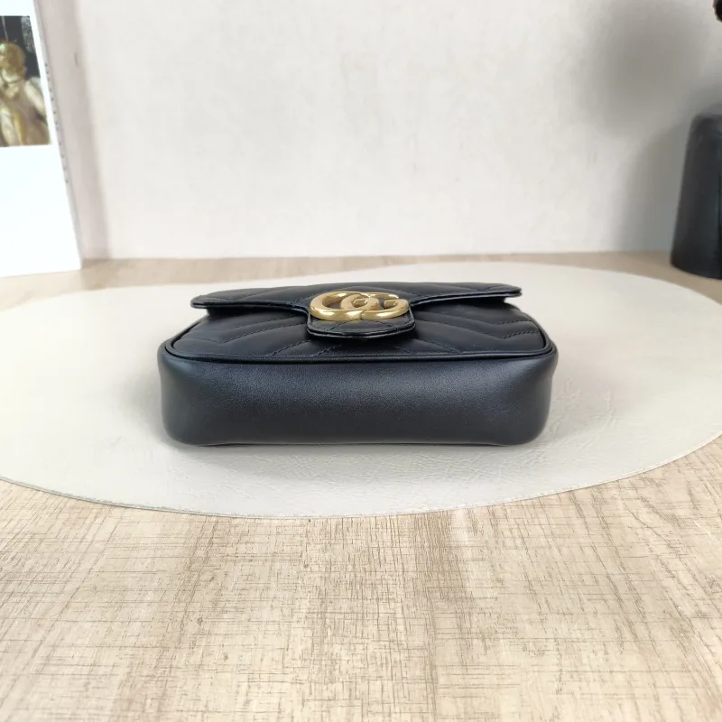 GUCCI Crossbody Bag GG Marmont Mini Marmont Mini Black Calfskinmini16.5 × 4.5 × 9.5 cm — cover view 2 of 6