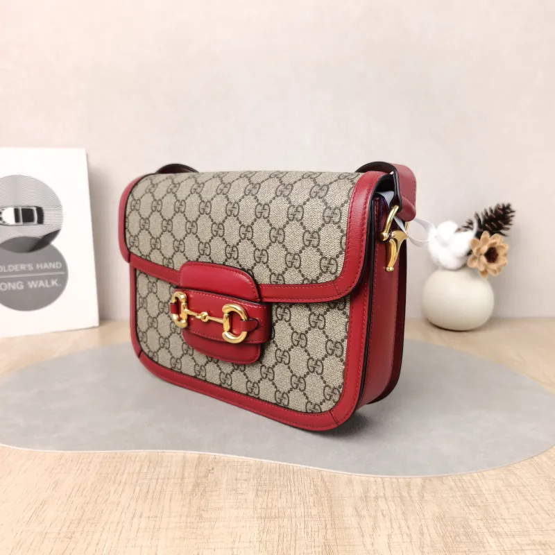 GUCCI Crossbody Bag Horsebit 1955 Horsebit Medium Red PVC Medium 25 × 8 × 18 cm — cover view 5 of 5