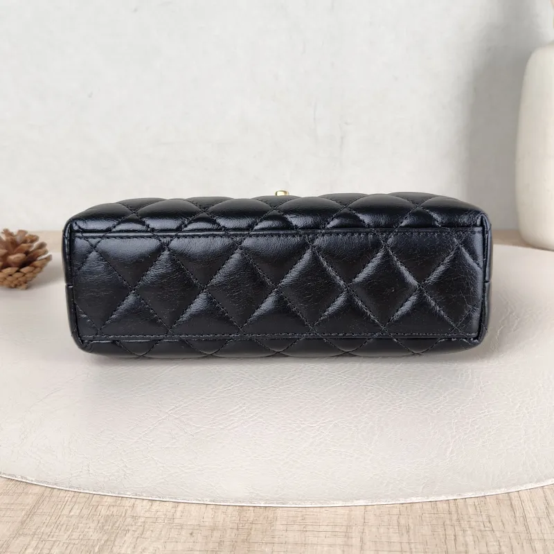 Chanel Shoulder Bag Kelly Black Waxed Leather Small 19 × 7 × 13 cm — cover view 3 of 5