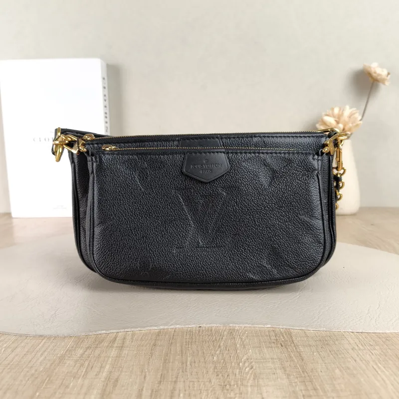 Louis Vuitton Crossbody Bag Multi Pochette Accessoires Black Calfskin Small25 × 4.5 × 14.5 cm