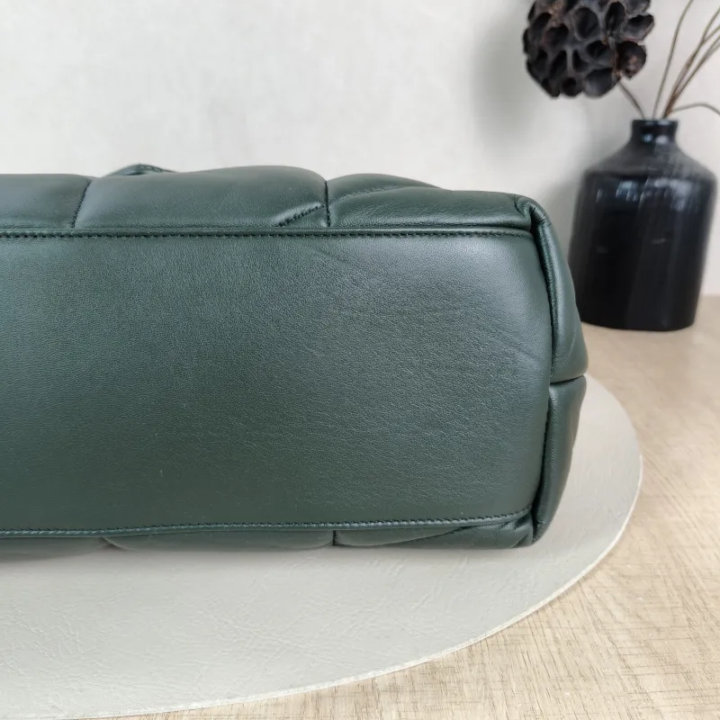 SAINT LAURENT Shoulder Bag PUFFER Green SL ambskin 32 × 13 × 22 cm Conditioned — detail view 6 of 11