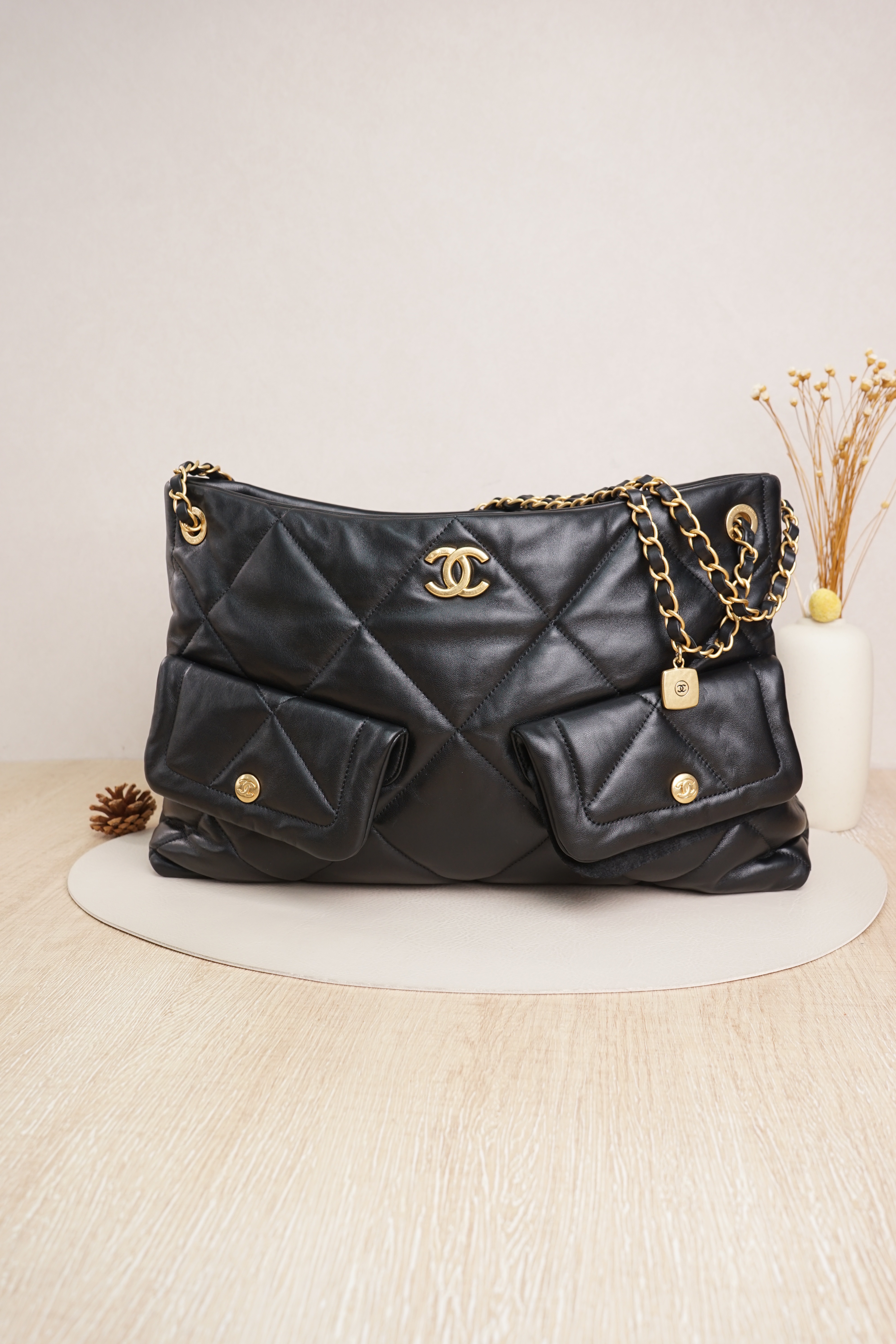 Chanel Shoulder Bag Black Lambskin One Size