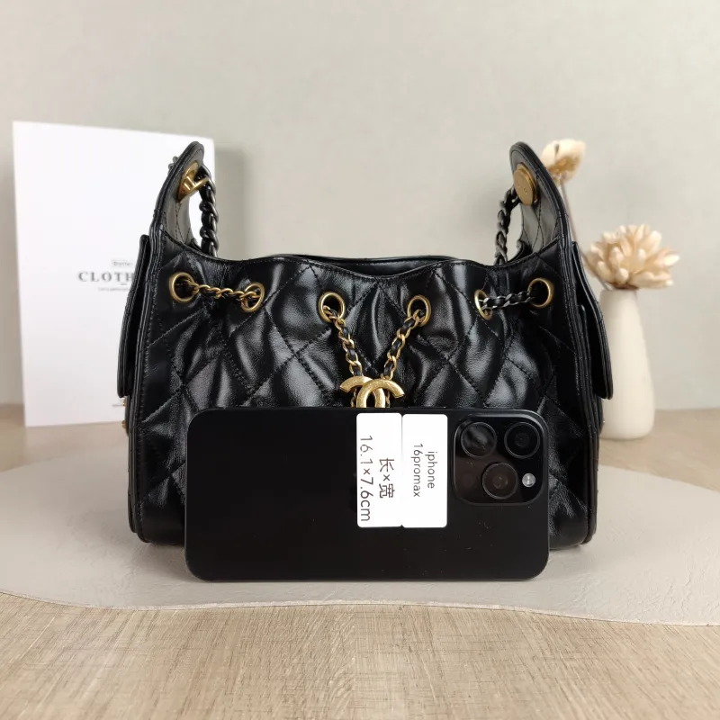 Chanel Shoulder Bag 25Bag Black Waxed Leather Calfskin Mini 20 × 12.5 × 22 cm — cover view 4 of 5