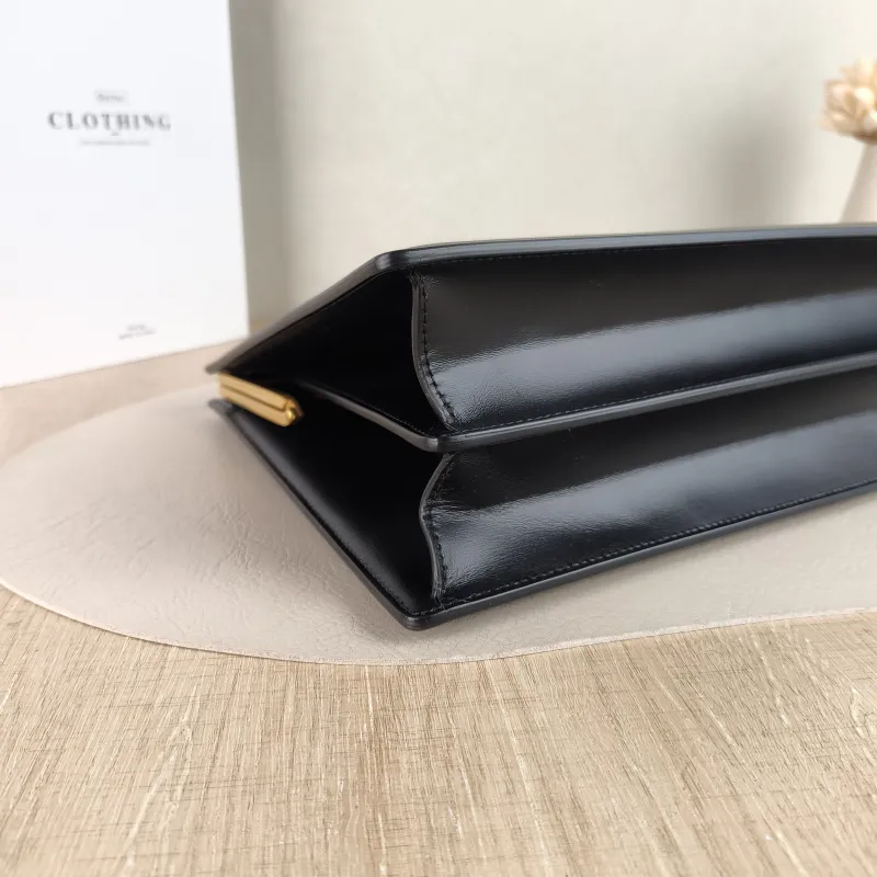 CELINE Top Handle Bag CLASP Top Handle Bag Black Calfskin Medium 33 × 9 × 22 cm — detail view 7 of 12