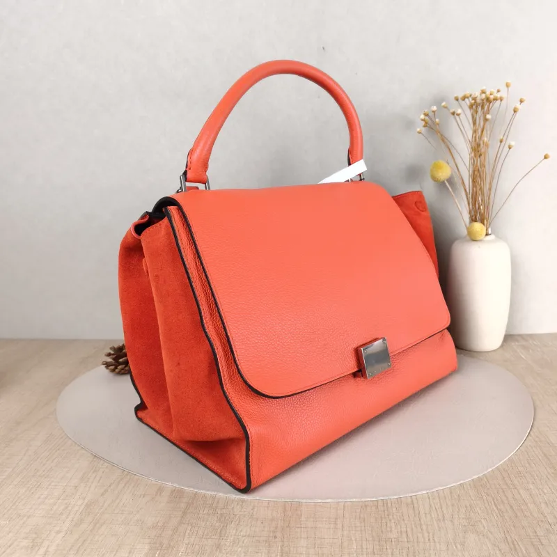 CELINE Crossbody Bag Trapeze Red Calfskin 30 × 17 × 23 cm — cover view 3 of 5