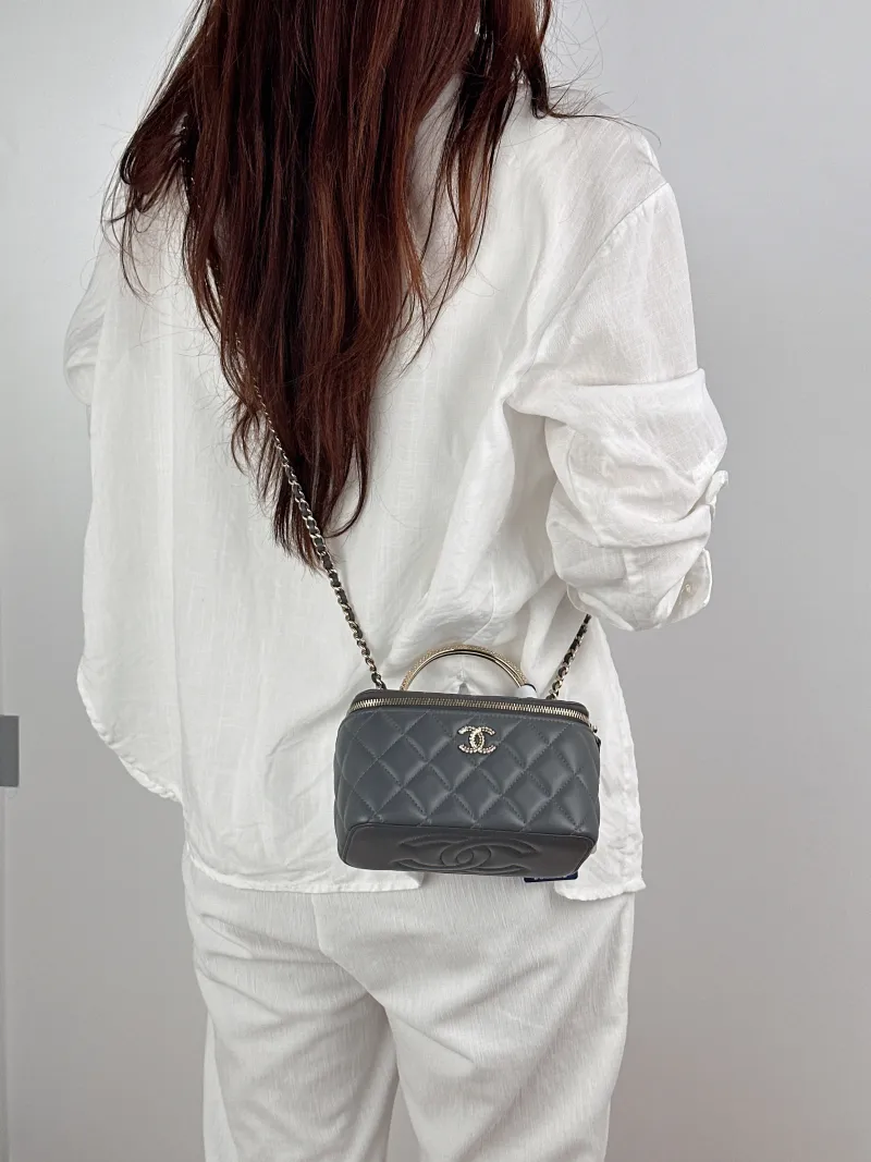Chanel Crossbody Bag Edition Grey Lambskinmini16 × 8 × 9.5 cm — on-model view 2 of 2