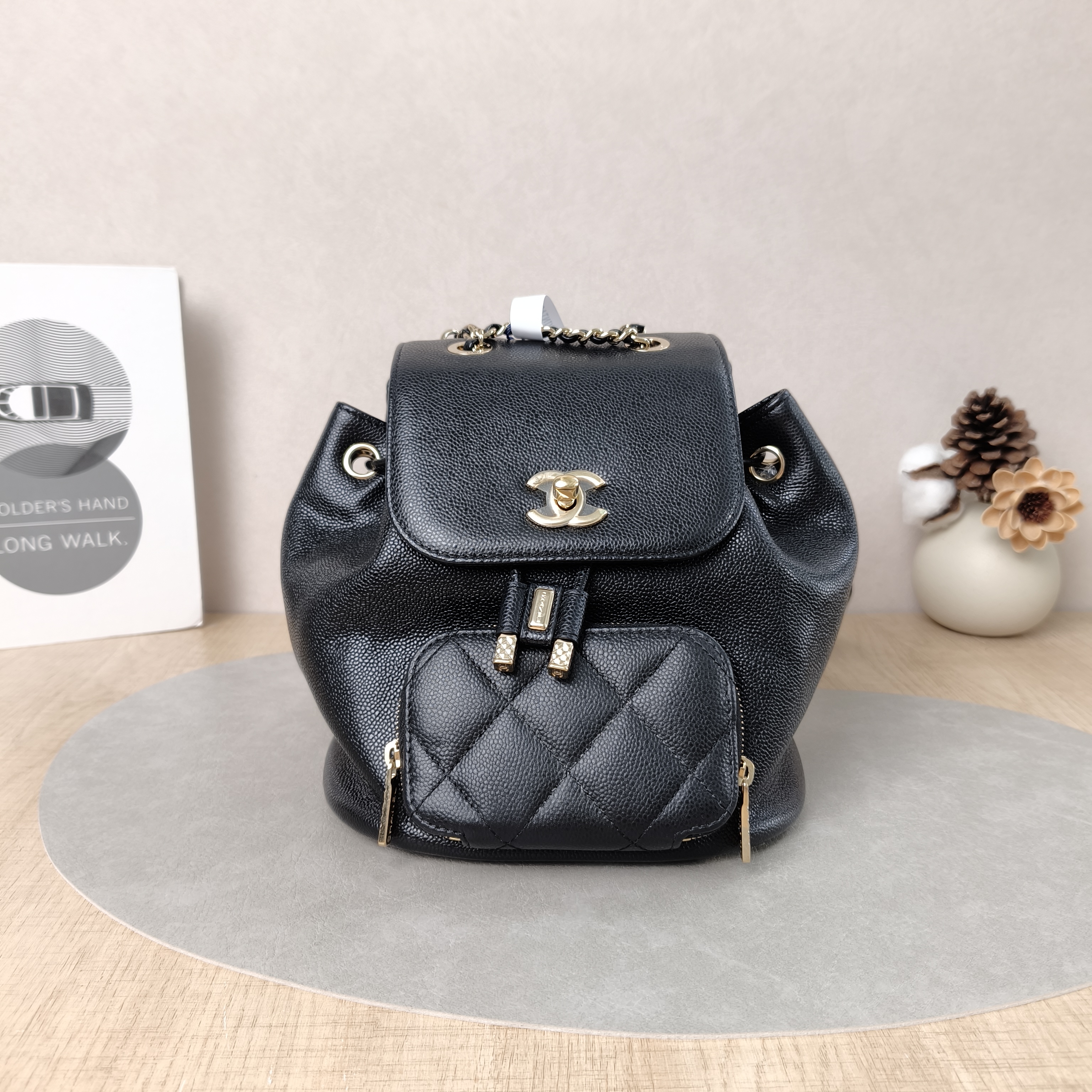 Chanel Backpackaffinity Backpack Black Calfskin Small20 × 14 × 22 cm