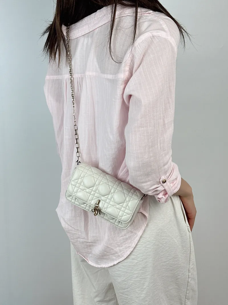 DIOR Crossbody Bag My Chain Bag White Lambskin18 × 3.5 × 10 cm — on-model view 2 of 2