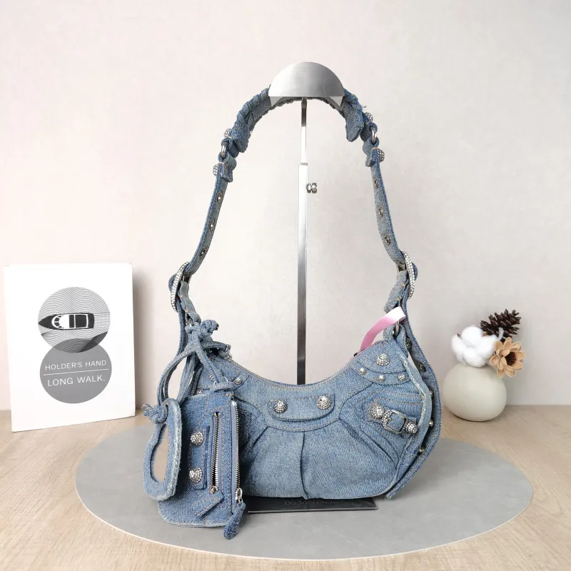 BALENCIAGA Crossbody Bag LE CAGOLE Blue XS26 × 7 × 16 cm