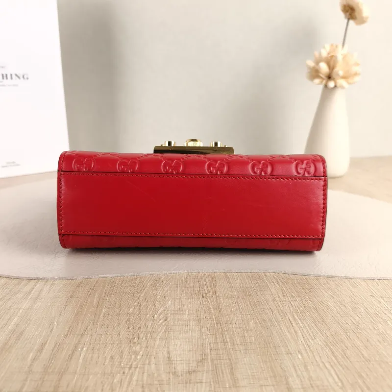 GUCCI Crossbody Bag Padlock Red Calfskin Small 20.5 × 7.5 × 13 cm — cover view 4 of 5