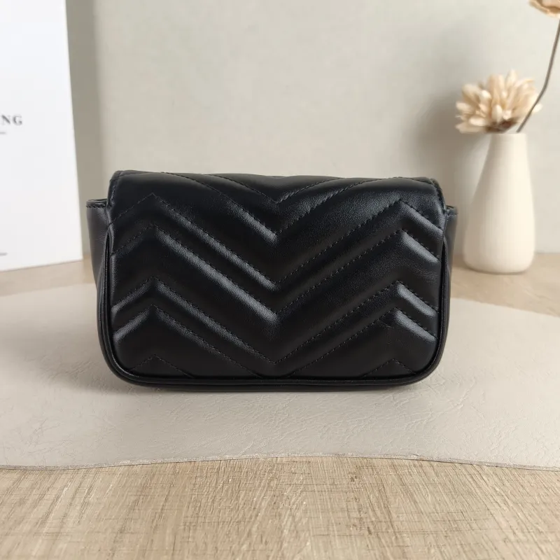 GUCCI Shoulder Bag GG Marmont Mini Marmont Mini g Black Calfskin Mini 16.5 × 4.5 × 9.5 cm — cover view 4 of 6