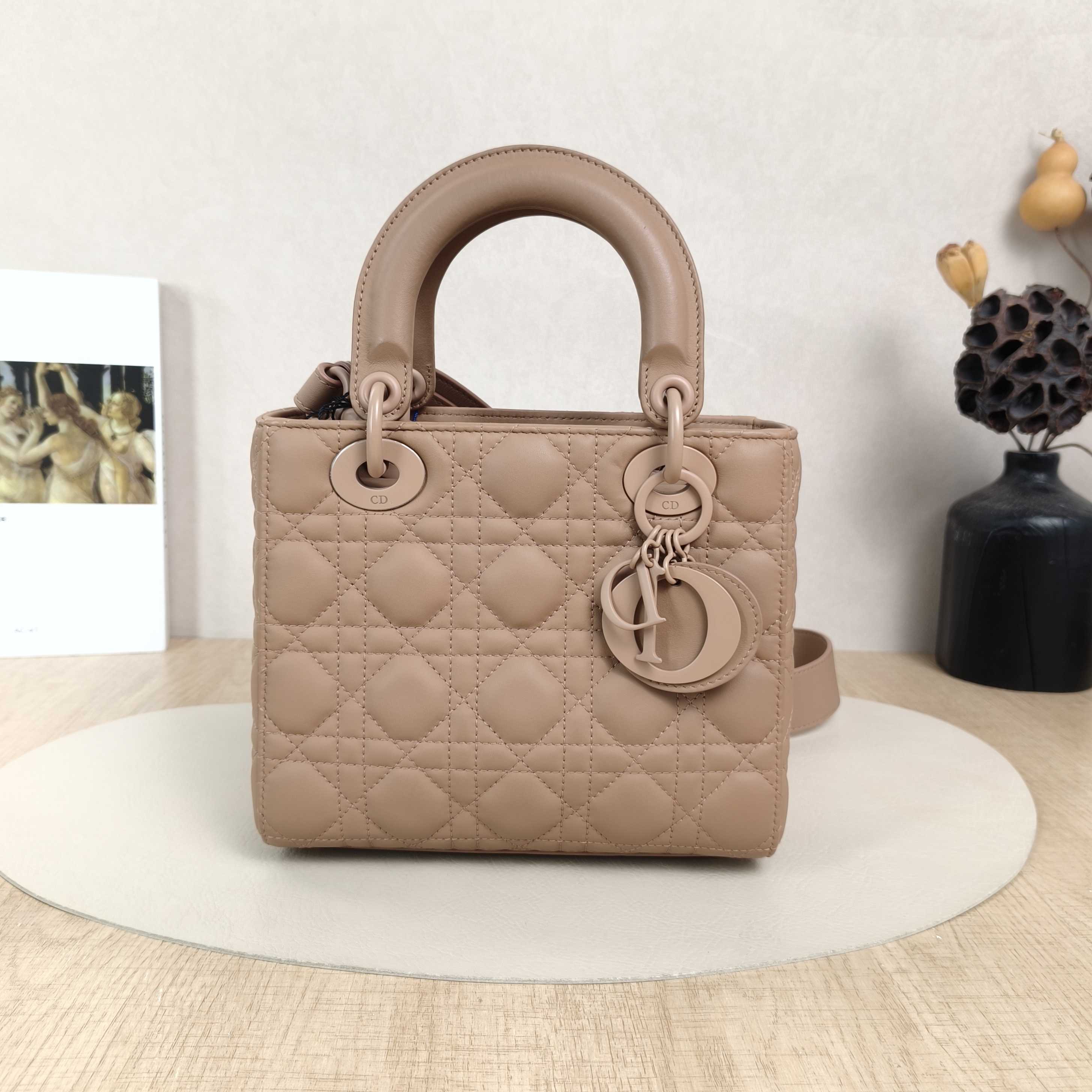 DIOR Top Handle Bag Lady Lady Dior Bag Brown SL ambskin Small20 × 8 × 18 cm