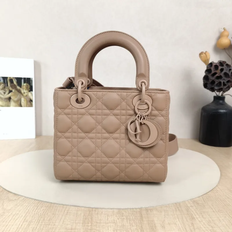 DIOR Top Handle Bag Lady Lady Dior Bag Brown SL ambskin Small20 × 8 × 18 cm