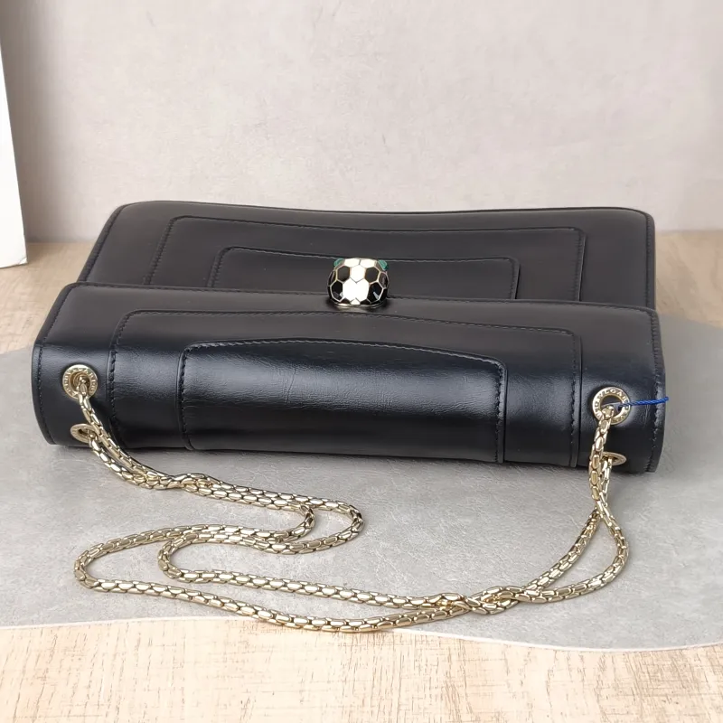 Bvlgari Shoulder Bag Serpenti Forever Collection Crossbody Bag Black Calfskin Medium 27.5 × 7 × 18 cm — detail view 12 of 12