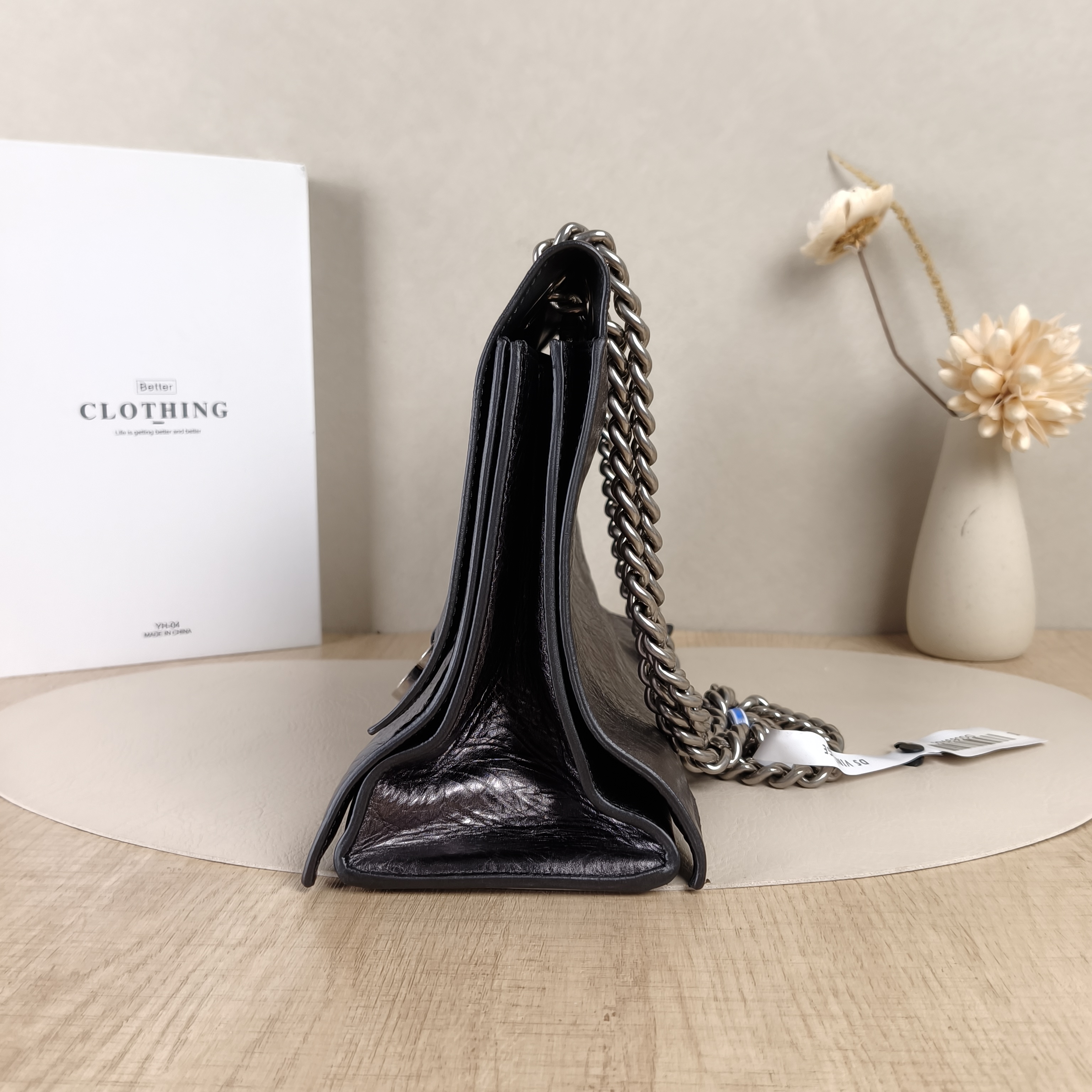 BALENCIAGA Shoulder Bag CRUSH Chain Bag Grey Calfskin30 × 13 × 20 cm — cover view 5 of 8