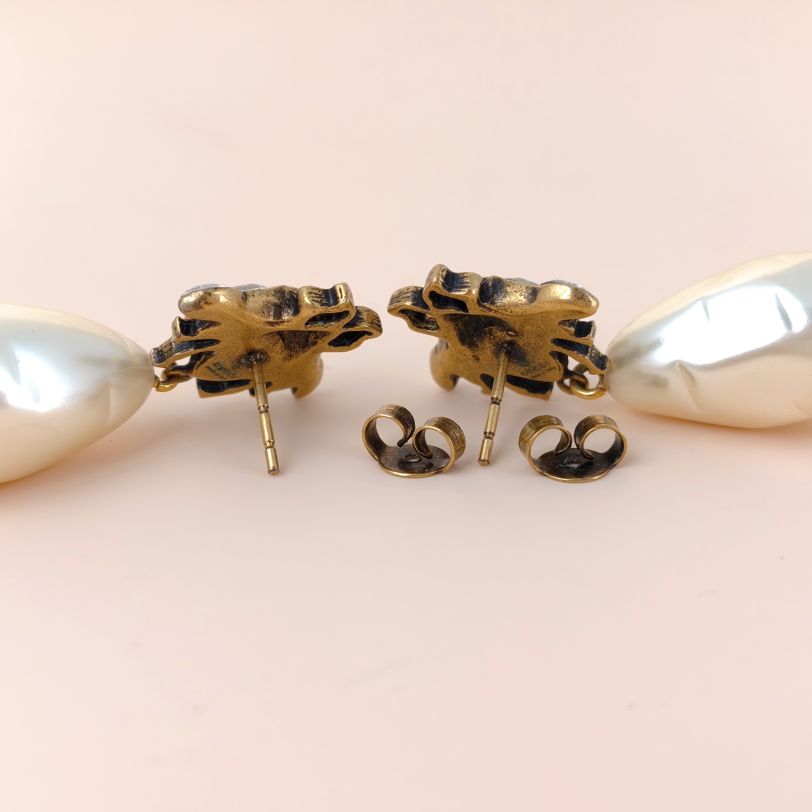 GUCCI Earrings Pearl Earrings Gold Pearl One Size — cover view 7 of 7