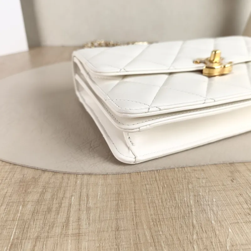 Chanel Crossbody Bag White Gold Calfskin One Size 23 × 5 × 15 cm — detail view 1 of 12