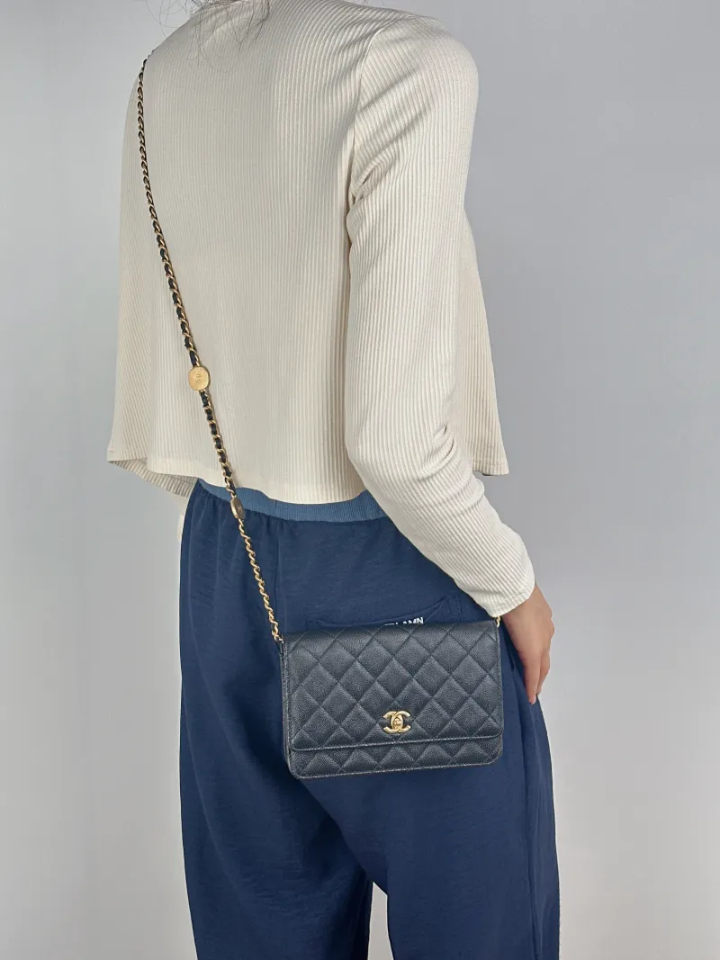 Chanel Crossbody Bag CF WOC Crossbody Bag Black Grained Calfskinmini19.2 × 3.5 × 12.3 cm — on-model view 1 of 2