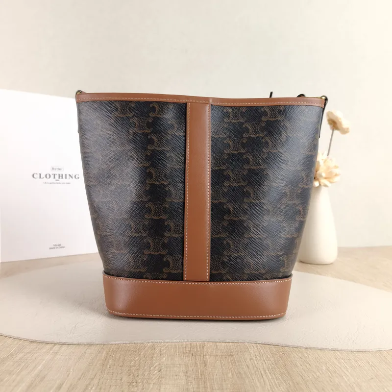 CELINE Crossbody Bag Triomphe Bucket Bag Monogram PVC Small 22 × 13 × 26 cm — cover view 2 of 5