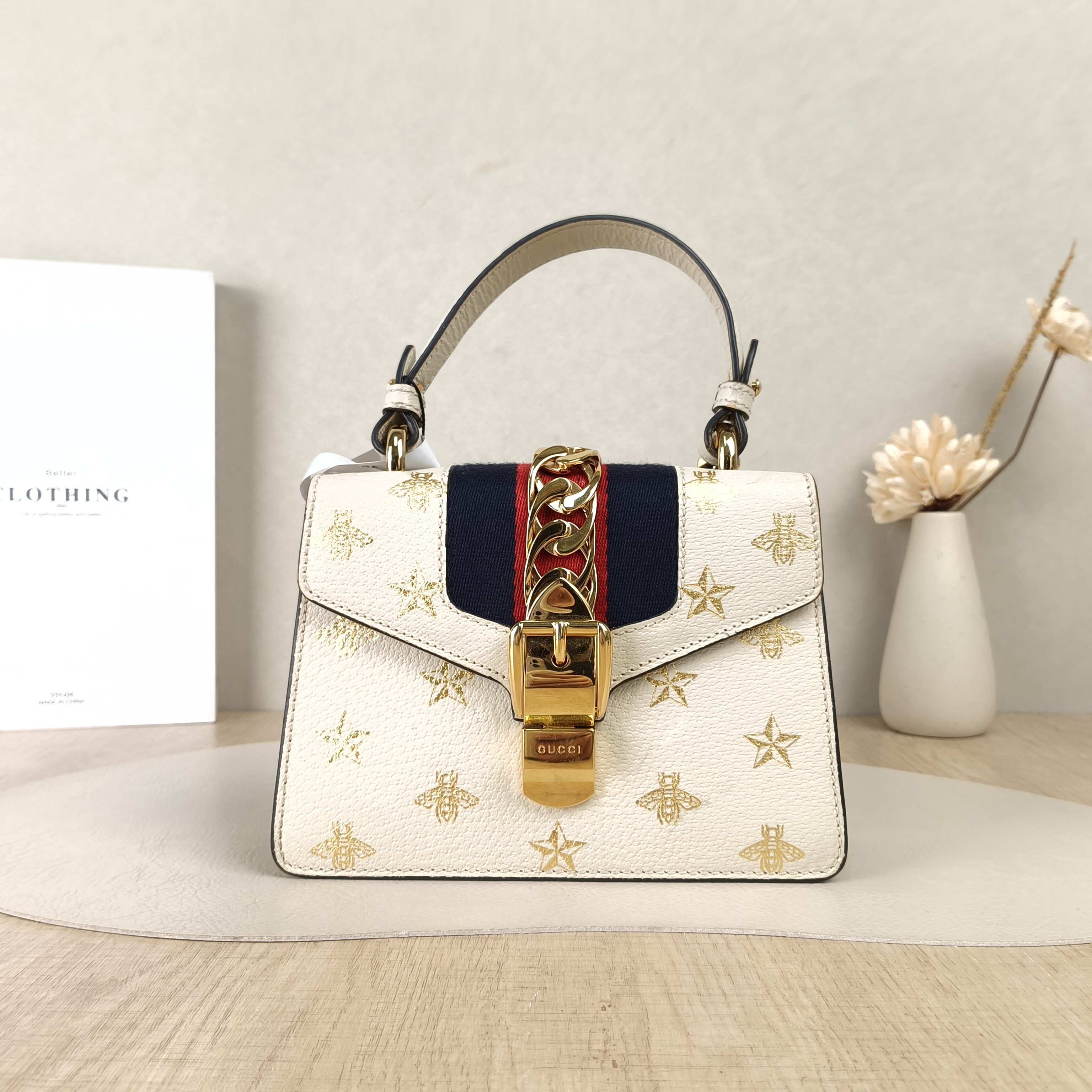 GUCCI Shoulder Bag Sylvie Edition White CC alfskinmini20 × 8 × 14 cm
