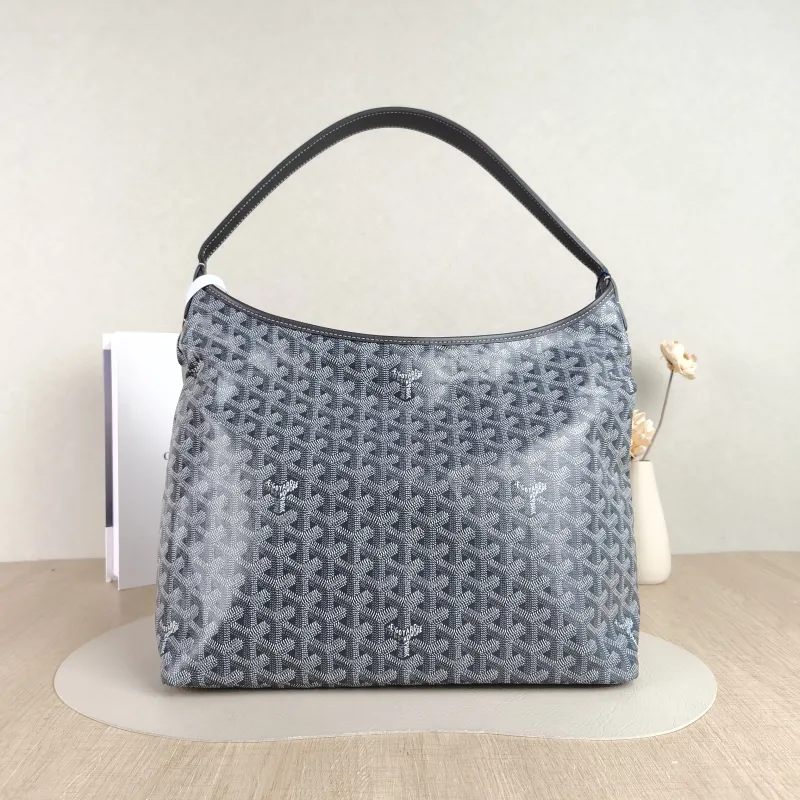 GOYARD Shoulder Bag Boheme Hobo​ Grey ine Canvas Small 34 × 14 × 31 cm