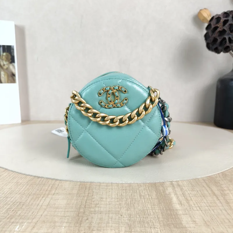 Chanel Crossbody Bag 19bag Blue Lambskin Mini 12 × 4.5 × 12 cm 31