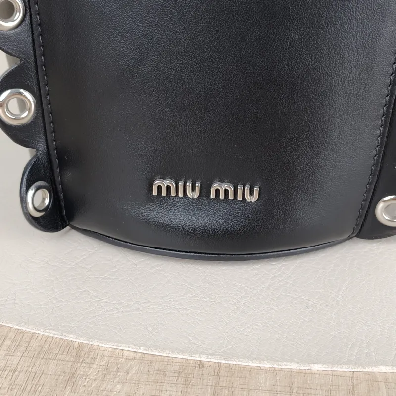 Miumiu Crossbody Baglogo Black Calfskin One Size15 × 15 × 21 cm — detail view 8 of 13