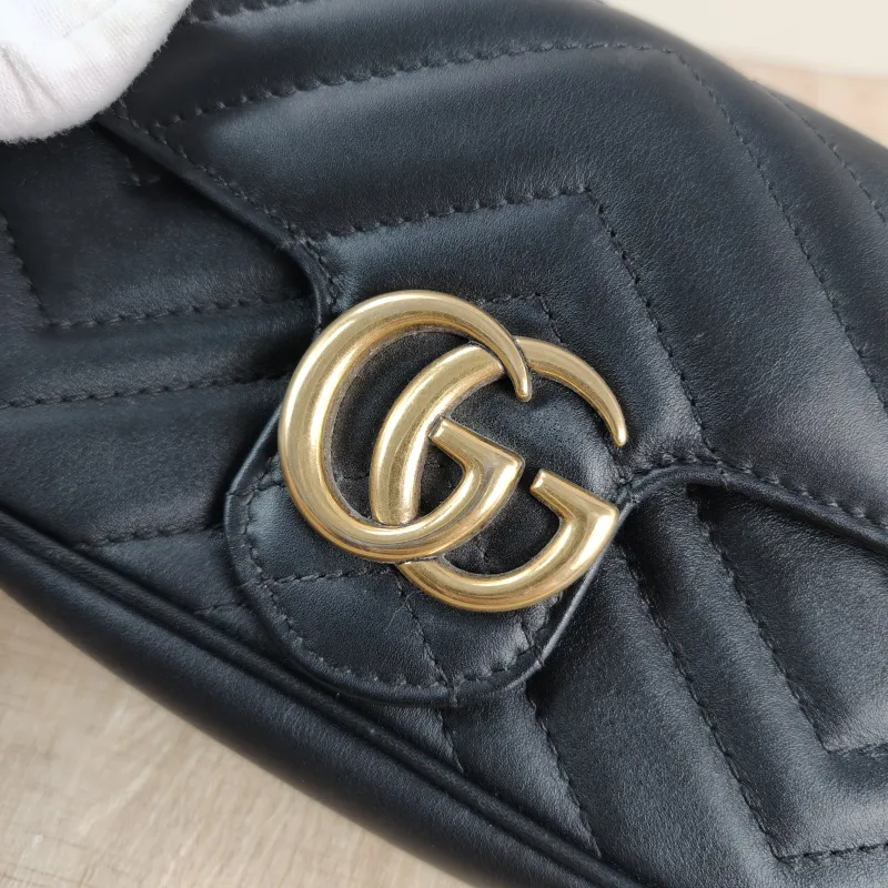 GUCCI Crossbody Bag GG Marmont Mini Marmont Mini Black Calfskin Mini 16.5 × 4.5 × 9.5 cm — detail view 10 of 11
