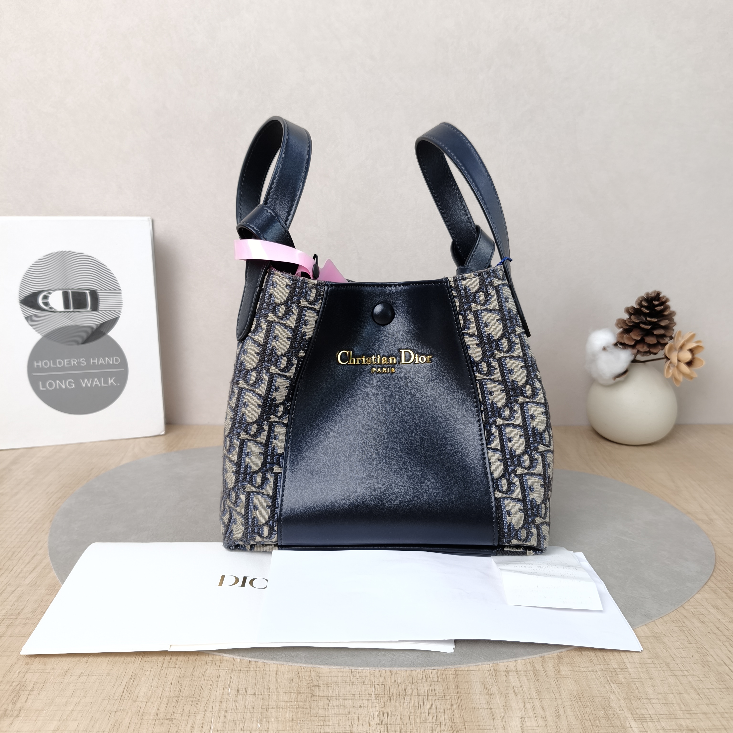 DIOR Top Handle Bag Signature Bucket Bag Blue Canvas · Calfskin Small21 × 11 × 19 cm — cover view 4 of 6