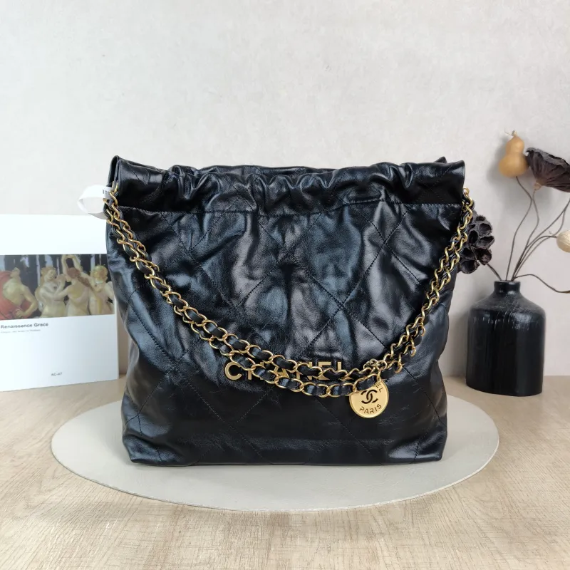 Chanel Shoulder Bag 22Bag Black CC alfskin Small 35 × 7 × 37 cm