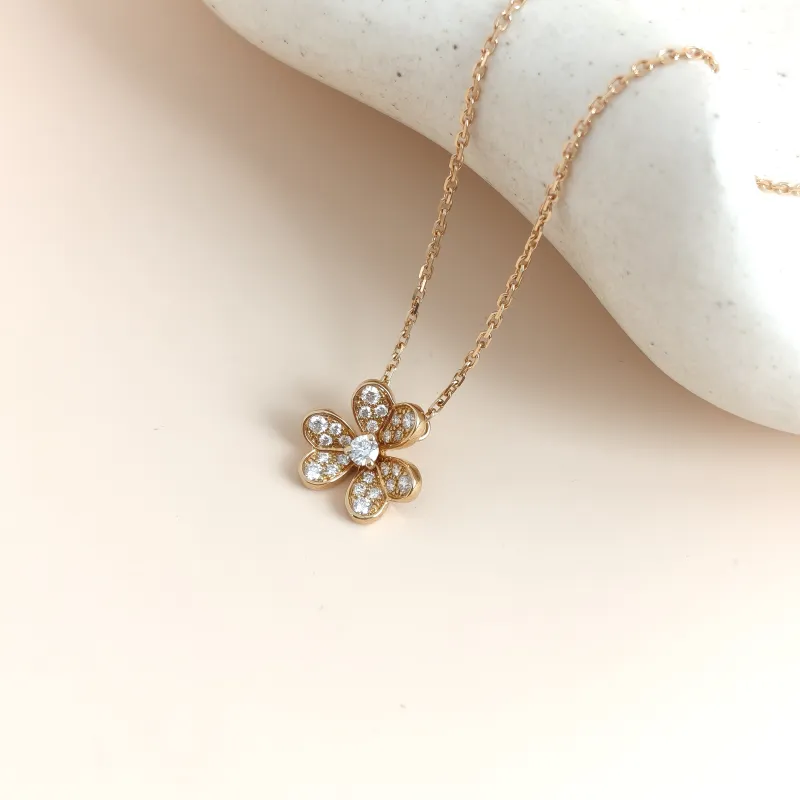 Van Cleef & Arpels Necklace Frivole Collection Pavé Diamond Necklace Rose Gold Diamond18KR ose Goldmini40cm — cover view 8 of 8