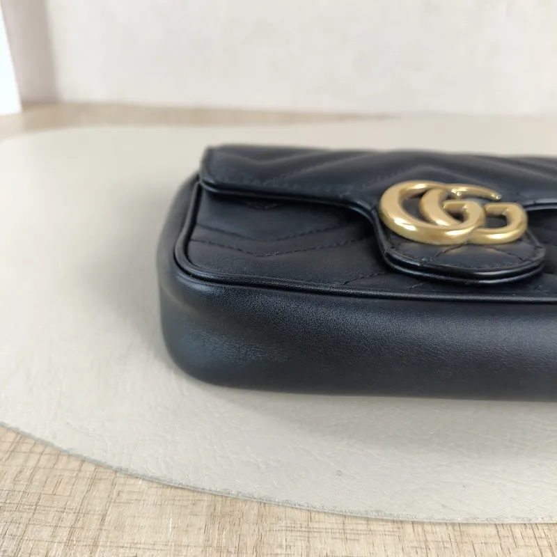 GUCCI Crossbody Bag GG Marmont Mini Marmont Mini Black Calfskin Mini 16.5 × 4.5 × 9.5 cm — detail view 6 of 11