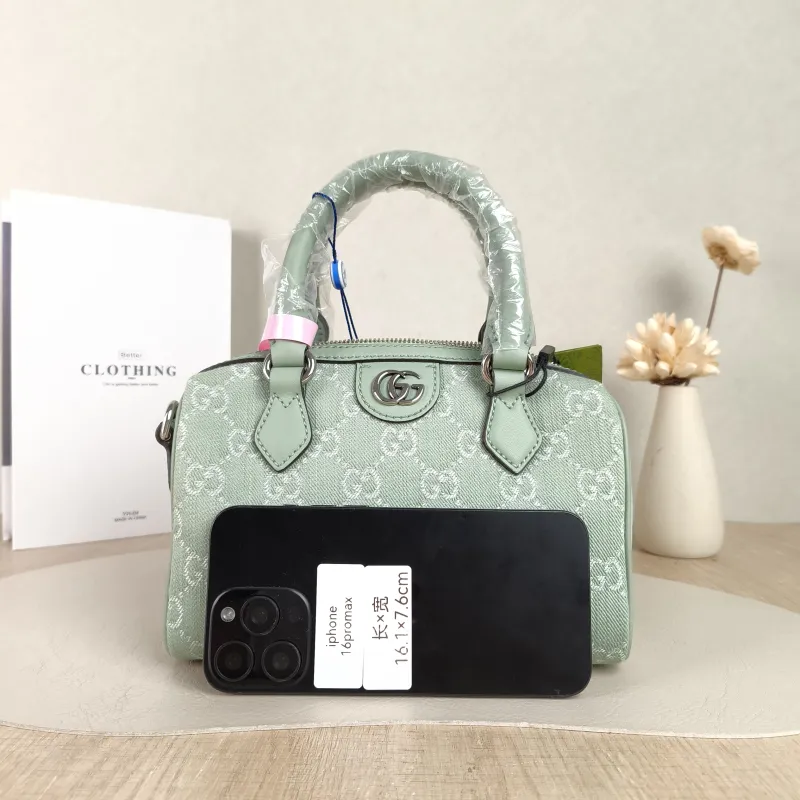 GUCCI Top Handle Bag Ophidia Green Canvas One Size 21 × 11 × 13 cm — cover view 2 of 5