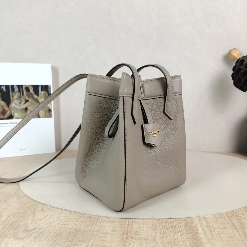 FENDI Crossbody Bag origami Grey Calfskin Mini 18.5 × 15 × 15 cm — cover view 2 of 5