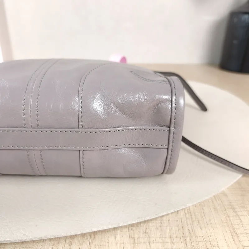 PRADA Shoulder Bag Bonnie Shoulder Bag Grey Waxed Leather Calfskin Mini 19.5 × 7 × 20 cm — detail view 7 of 10