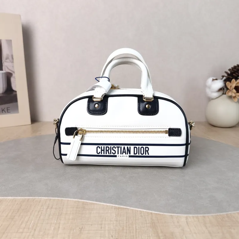 DIOR Crossbody Bag Vibe Bowling White CC alfskin Mini 17.5 × 8 × 10.5 cm