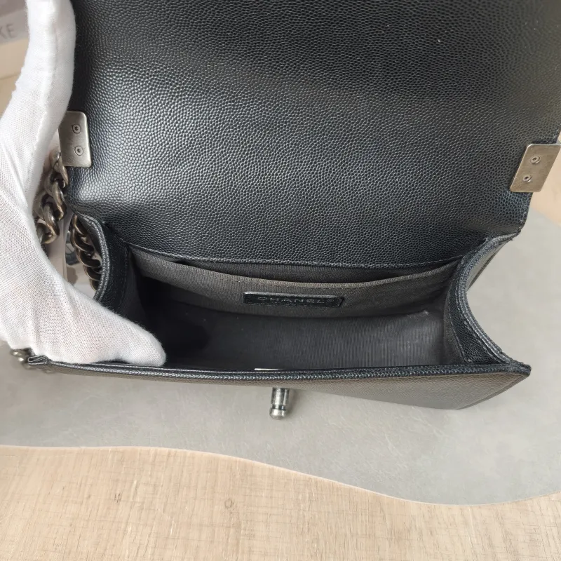Chanel Crossbody Bag Le Boy​ Black Grained Calfskin Small 20.5 × 8.5 × 12 cm — detail view 12 of 13