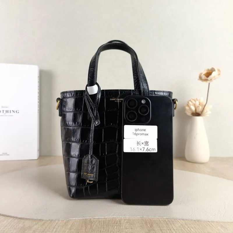 SAINT LAURENT Shoulder Bag SHOPPING Shopping Tote Black Calfskin Mini 18 × 8 × 17 cm — cover view 5 of 5