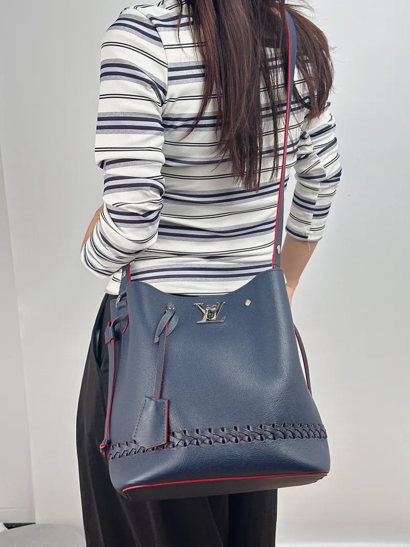 Louis Vuitton Shoulder Bag lockme Shoulder Bag Blue Red Calfskin One Size 25 × 15 × 27 cm — on-model view 2 of 2