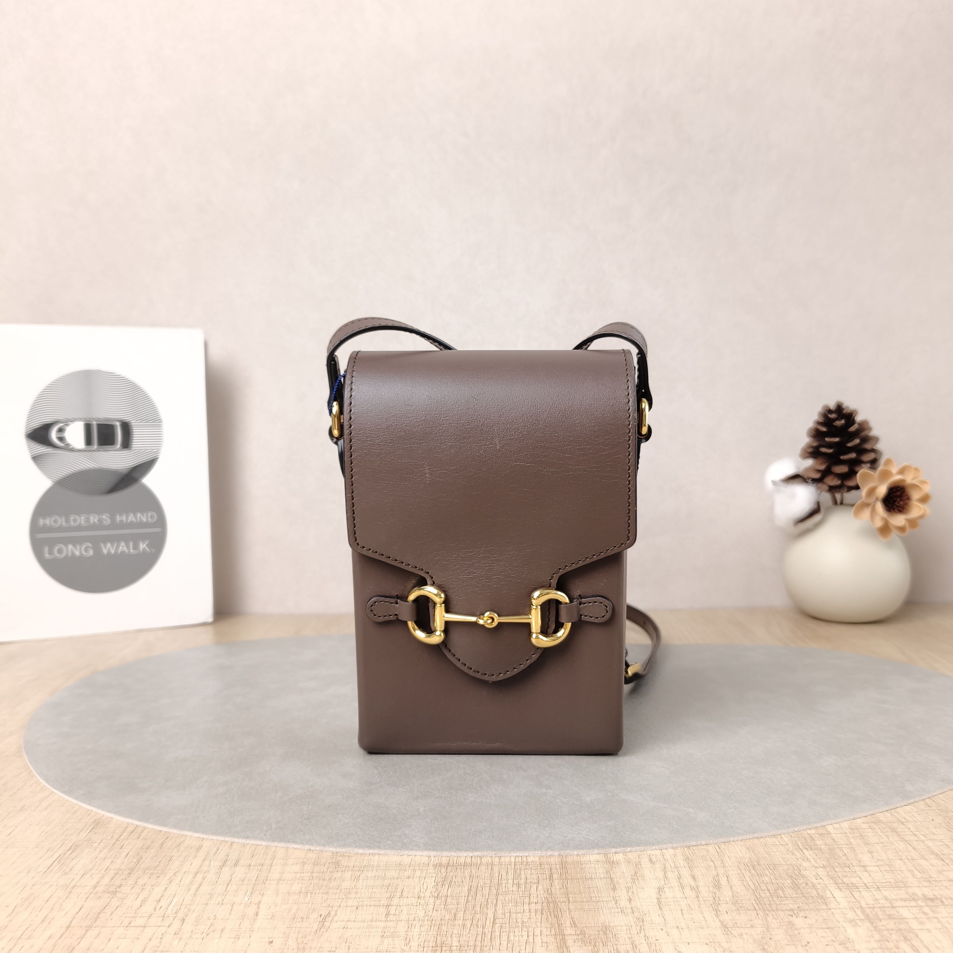 GUCCI Crossbody Bag Horsebit 1955Collection Mini Brown Calfskinmini11.5 × 4 × 17 cm